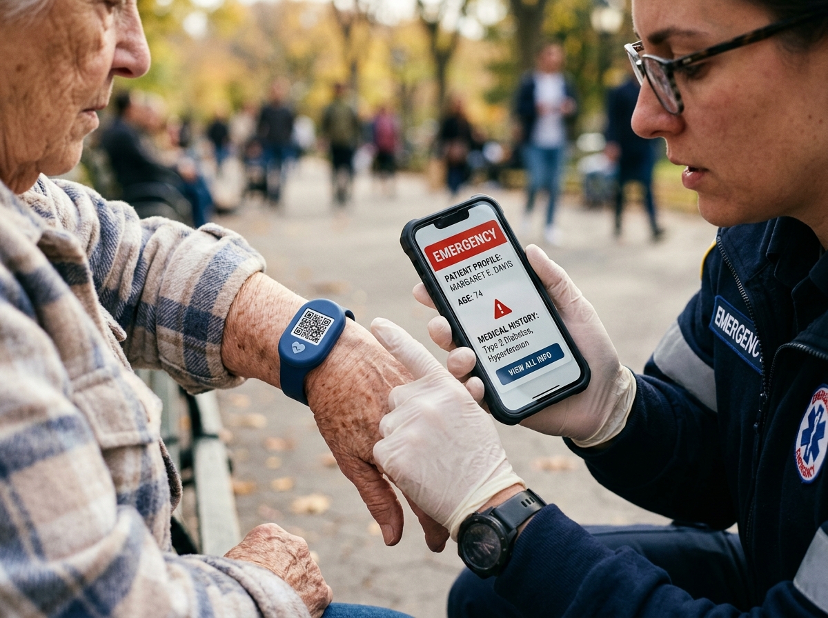 Escaneo de la pulsera médica con la cámara del celular